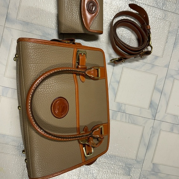 Dooney & Bourke Tan and Brown Leather Satchel - Picture 2 of 9
